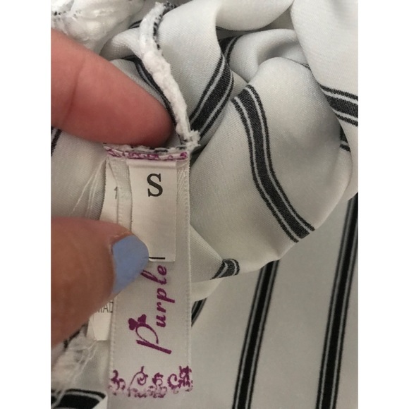 Purple Month Stripe Over The Shoulder Crop Top - Picture 2 of 4